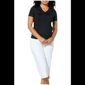 Joy Collection Women's Performance V Neck Tee w/Headband Black - Regular